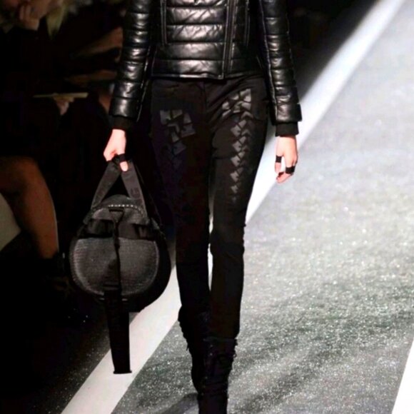 NWOT Alexander Wang x H&M Skinny Jeans Sz 8 Black Stretch Embellished Geometric - Picture 1 of 10